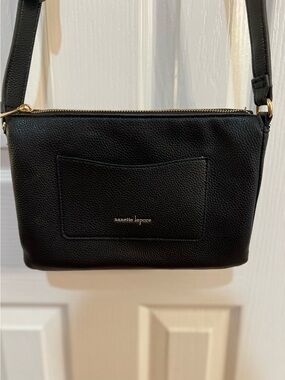 Nanette Lepore Black Pebbled Leather Crossbody with Gold Hardware